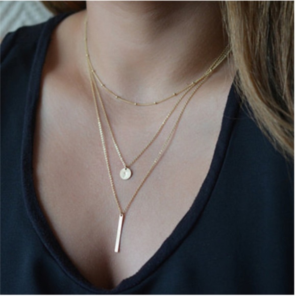 Minimalist Bohemian Indie Layered Gold Necklace - Picture 11 of 11
